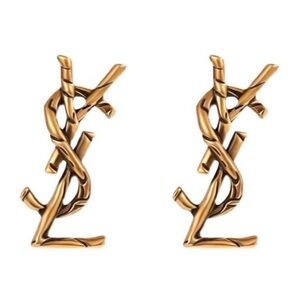 Yves Saint Laurent Twisted Gold Monogram Earrings